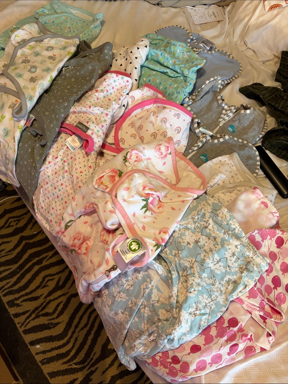 Burt's Bees Baby Pastel Floral & Patterned Swaddle Sleep Sack Set